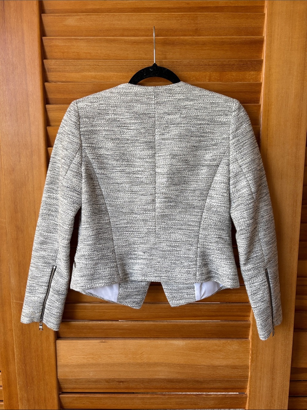 Banana Republic Gray Tweed Asymmetric Zip Blazer - Picture 6 of 7